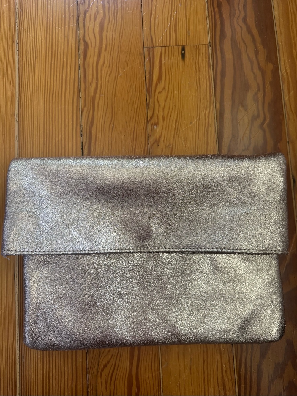NWT Moda Luxe Metallic Gold Fold-Over Clutch Bag